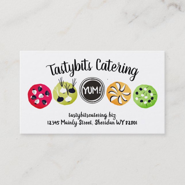 Party food appetizers chef catering business card (Front)