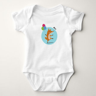 Party Fox With Balloons Custom Name Baby Bodysuit