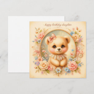 Party Frill Teddy Daughter birtday Card