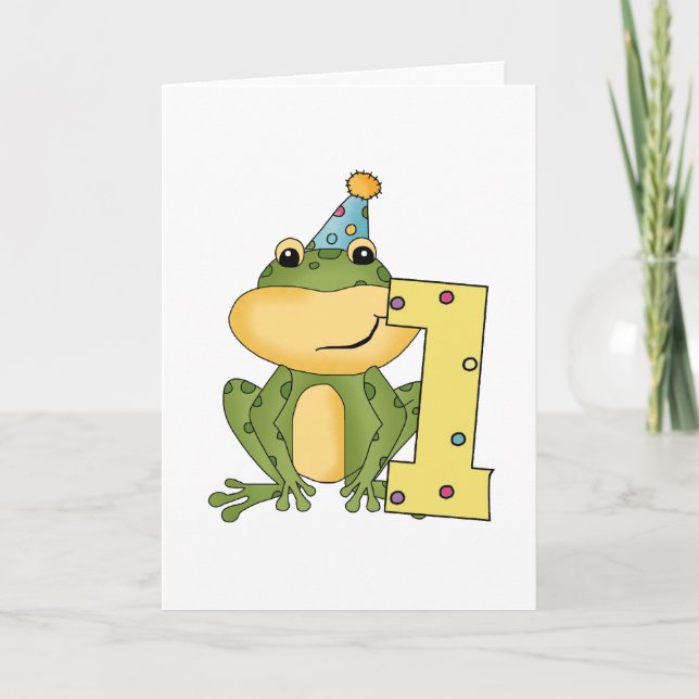 Party Frog 1st Birthday T-shirts and Gifts Card (Front)