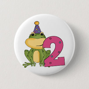 Party Frog 2nd Birthday T-shirts and Gifts 6 Cm Round Badge