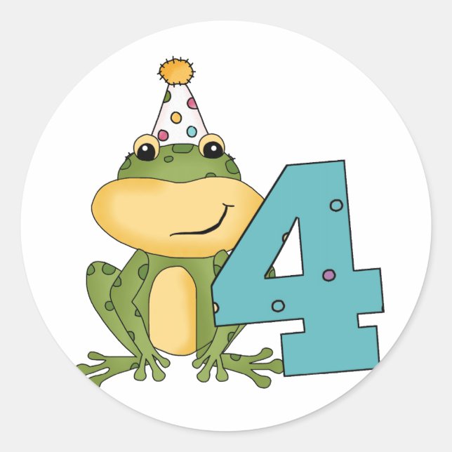 Party Frog 4th Birthday T-shirts and Gifts Classic Round Sticker (Front)