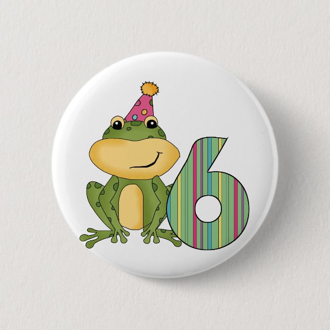 Party Frog 6th Birthday T-shirts and Gifts 6 Cm Round Badge (Front)