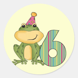 Party Frog 6th Birthday T-shirts and Gifts Classic Round Sticker