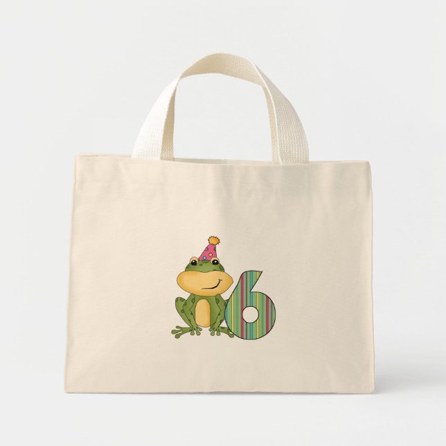 Party Frog 6th Birthday T-shirts and Gifts Mini Tote Bag (Front)