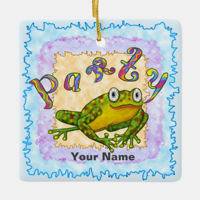 Party Frog Birthday ornaments (Front)