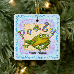 Party Frog  Ceramic Ornament