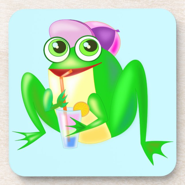 Party Frog Coaster - Your Colour - Text (Front)