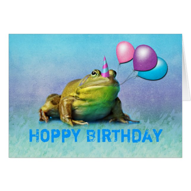 Party Frog Customisable Birthday Card (Front Horizontal)