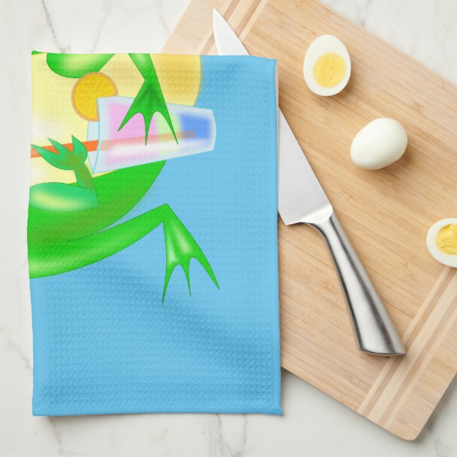 Party Frog Kitchen Towel Blue - Your Colors (Quarter Fold)