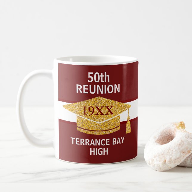 Party! Fun class reunion School colours coffee mug (With Donut)