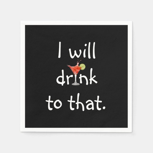 Party Fun Text With Cocktail Napkin (Front)