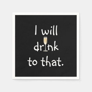 Party Fun Text With White Wine Napkin