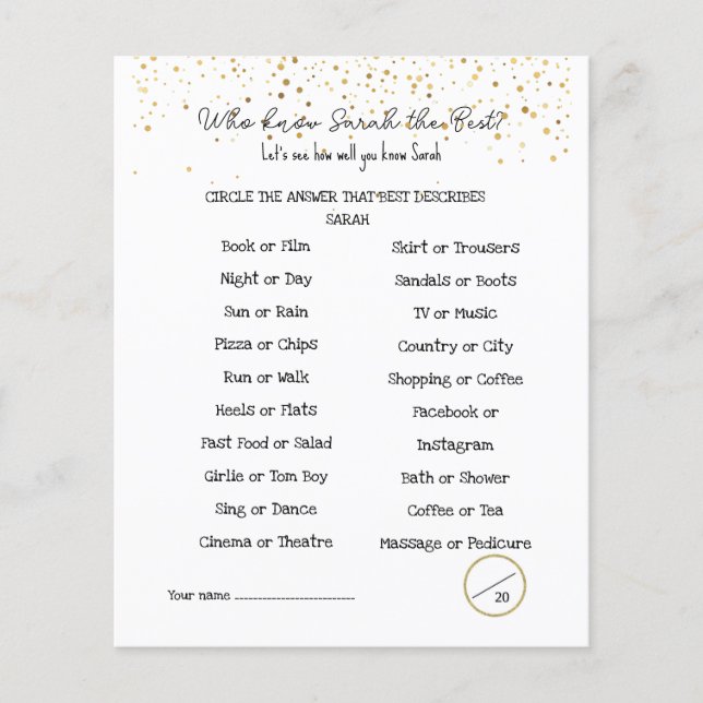 party game Advice for Graduate double-sided Flyer (Front)