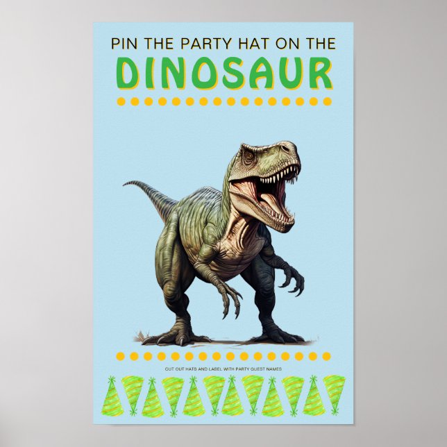 Party Game: Pin the Hat on the Dinosaur Poster (Front)