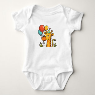 Party Giraffe Baby Tee with Balloons & Giggles