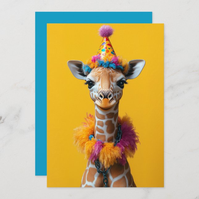 Party Giraffe Extravaganza Invitation (Front/Back)