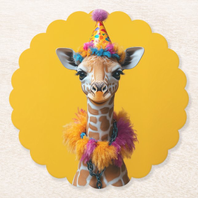 Party Giraffe Extravaganza Paper Coaster (Front)