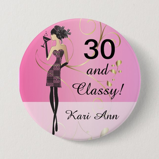 Party Girl 00th Birthday | DIY Text 7.5 Cm Round Badge (Front)