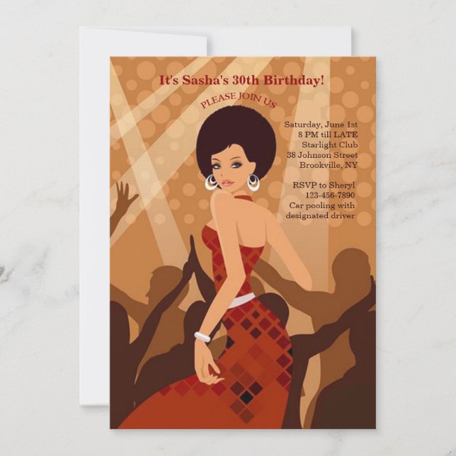 Party Girl (African American) Invitation (Front)