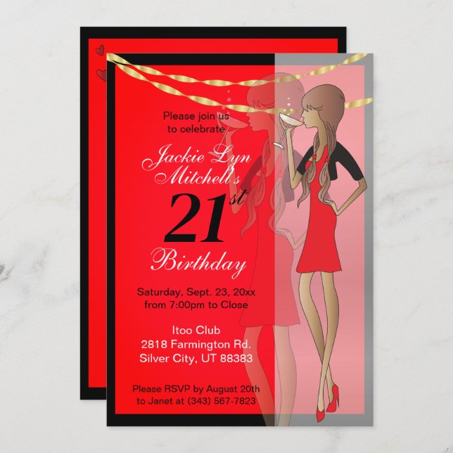 Party Girl Celebration Invitation (Front/Back)