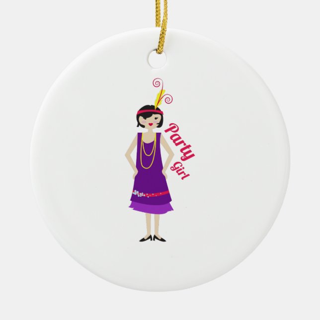 Party Girl Ceramic Tree Decoration (Front)