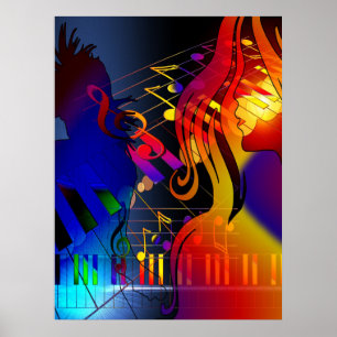 Party Girl With Music Blacklight Poster