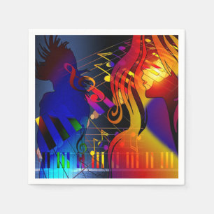 Party Girl With Music Design Napkin