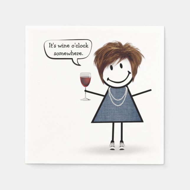 Party Girl with Red Wine  Napkin (Front)