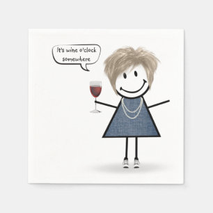 Party Girl with Red Wine  Napkin