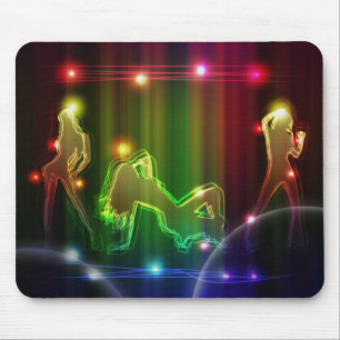 Party Girls Modern Trendy Neon Lights Mouse Pad