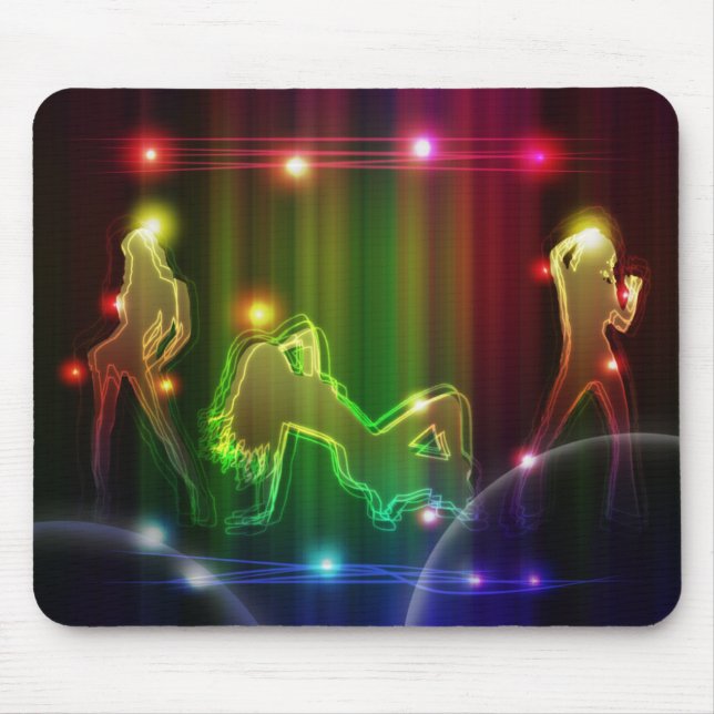 Party Girls Modern Trendy Neon Lights Mouse Pad (Front)