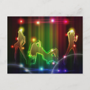 Party Girls Modern Trendy Neon Lights Postcard