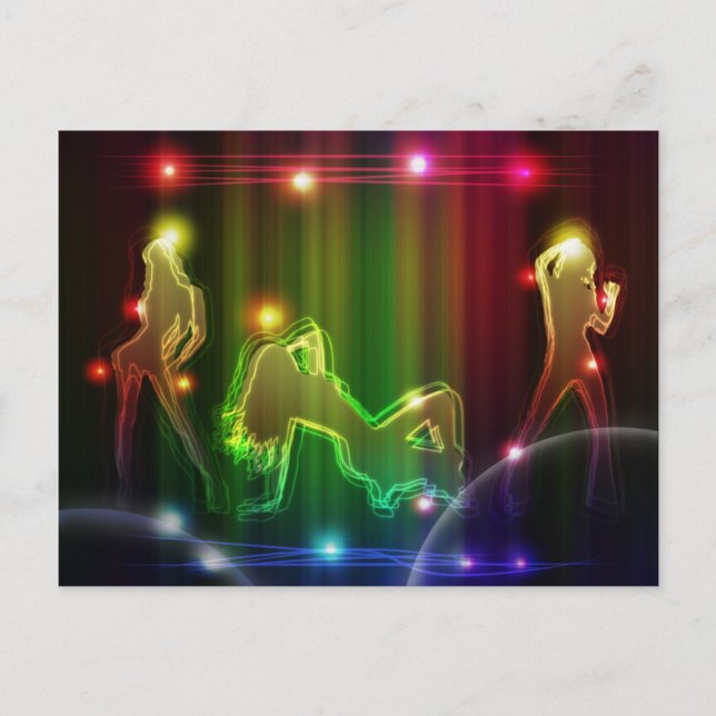 Party Girls Modern Trendy Neon Lights Postcard (Front)