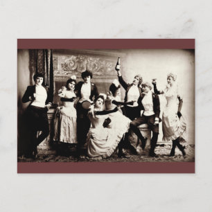 Party  Girls Vintage Print Postcard