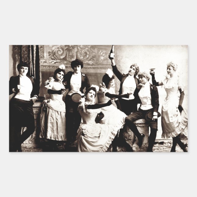 Party  Girls Vintage Print Rectangular Sticker (Front)