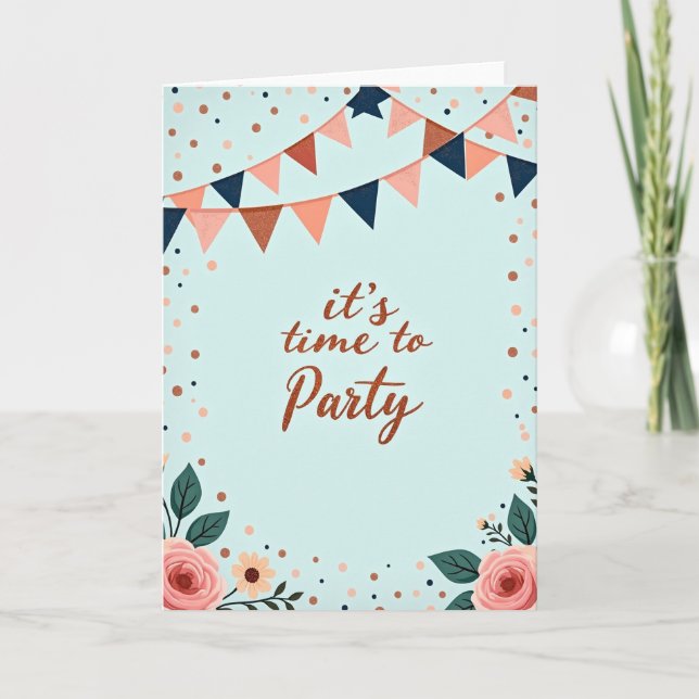 Party Glitter Bunting Card (Front)