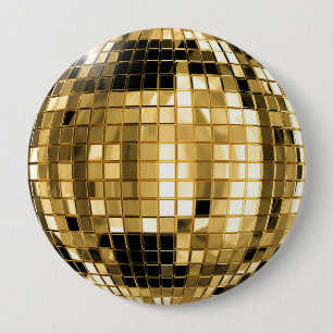 Party Gold Disco Ball Button