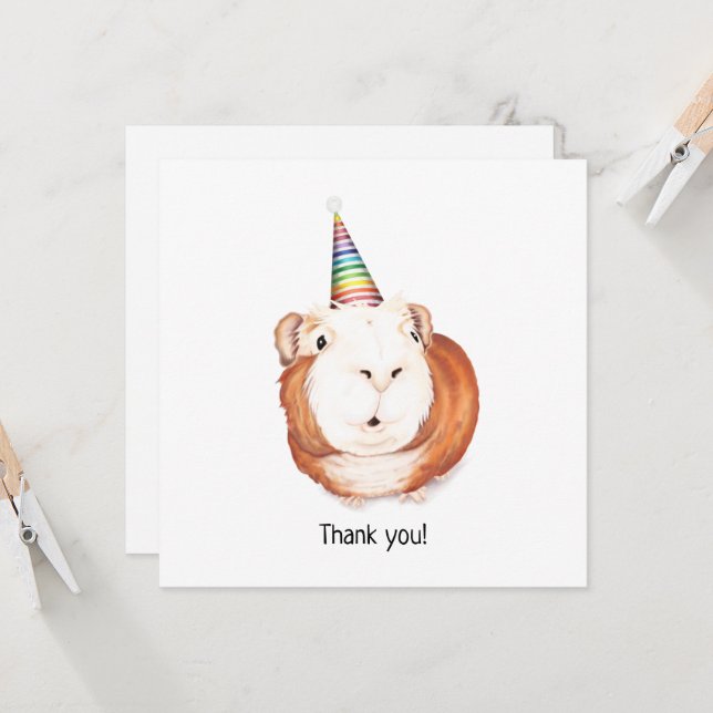 Party Guinea Pig Thank You Postcard (Front/Back In Situ)