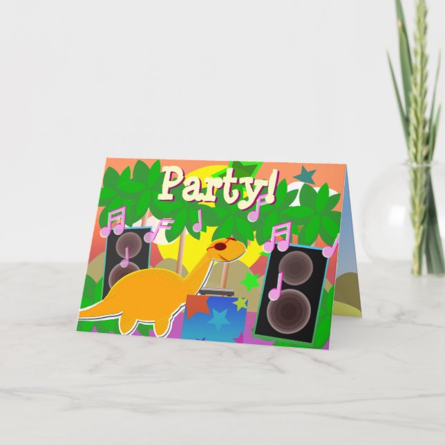 Party Happy Birthday Dinosaur Card (Front)