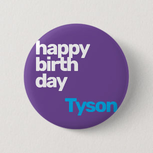 party happy birthday minimal purple badge button