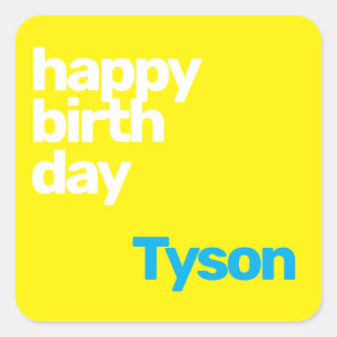 party happy birthday minimal yellow square sticker