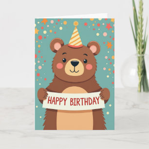 Party Hat Bear Birthday Card
