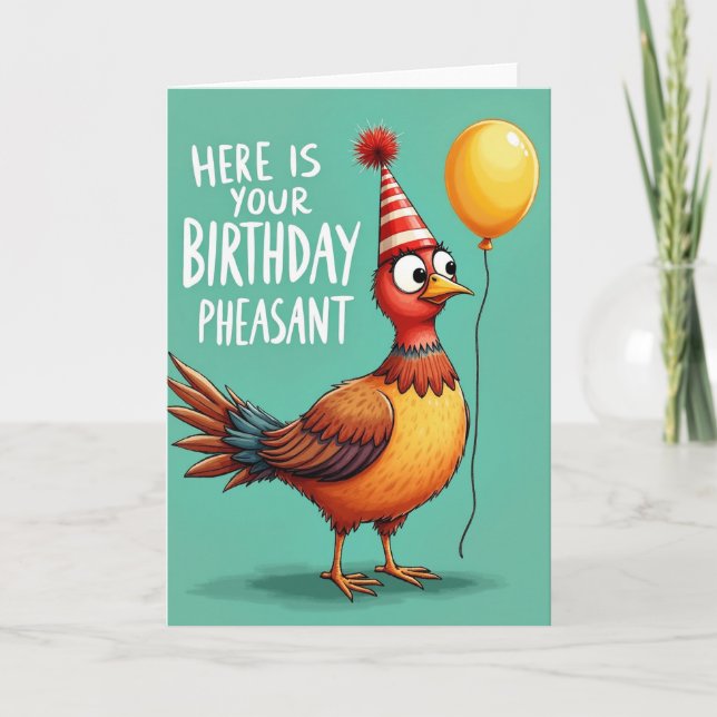 Party Hat Bird Birthday Card (Front)