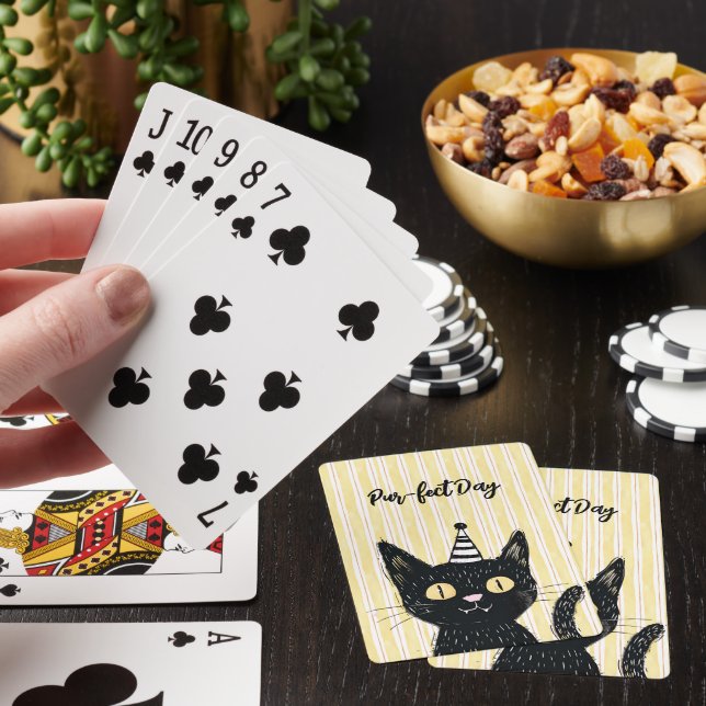 Party Hat Cat Purfect Day Birthday Party Game Playing Cards (In Situ)