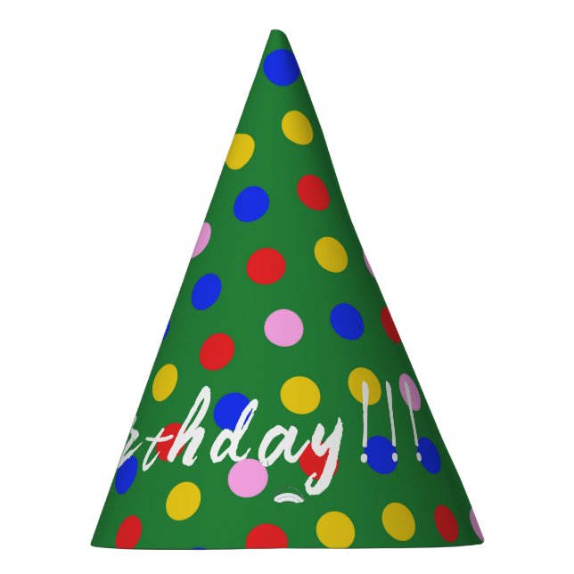 Party Hat_green with colourful dots, editable text Hat (Right)