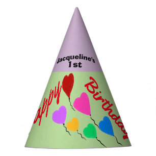 Party Hat Heart Balloons Personalised