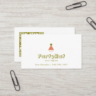Party Hat Logo Editable Colour QR Code Business Card