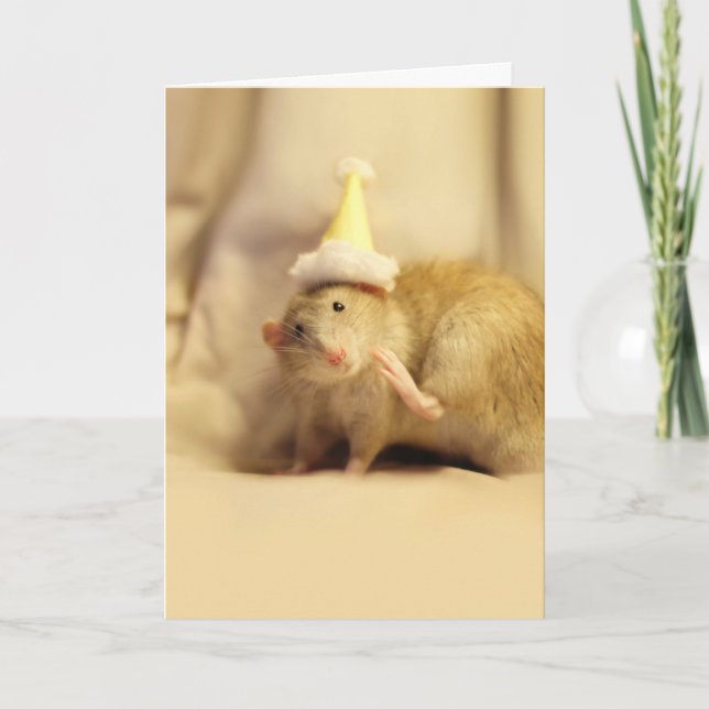 Party Hat Mouse Cute Birthday Invitation (Front)