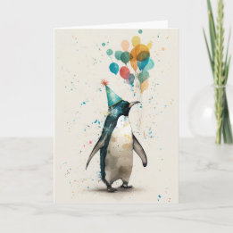 Party Hat Penguin Greeting Card